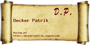Decker Patrik névjegykártya